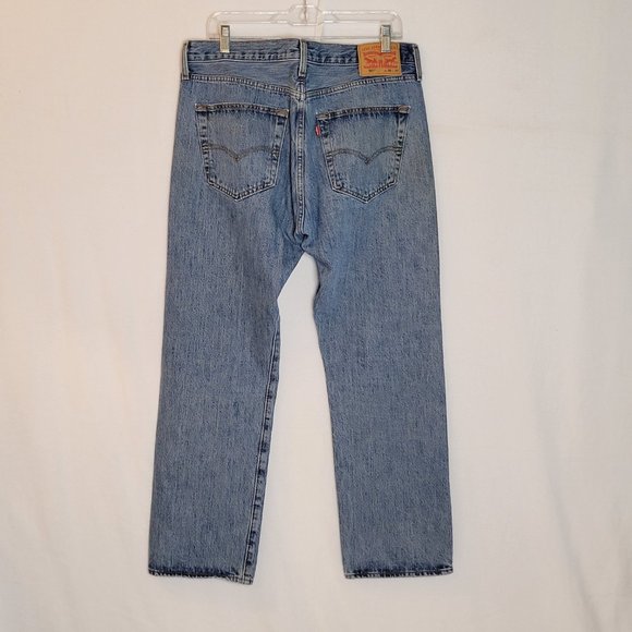 Levis Mens Classic 501 Button Fly Straight Leg Jeans Size W36 L30 - Picture 7 of 8